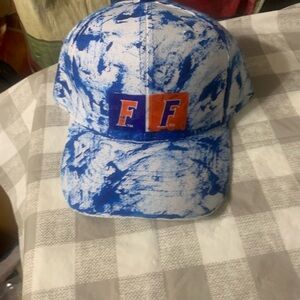Blue and White Tie-Dye Cap with Logo